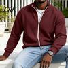 Klassischer Amerikanischer Stil Herren Außenbekleidung Waffelstrick Reißverschluss Jacke, Langarm Umlegekragen Moderne Truckerjacke Lässiger Cardigan Sweatshirt,