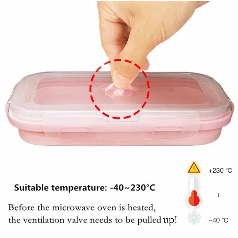 Silicone Folding Bento Box 4Pc Collapsible Portable Lunch Box for Food Dinnerware Food Container Bowl Lunchbox Tableware