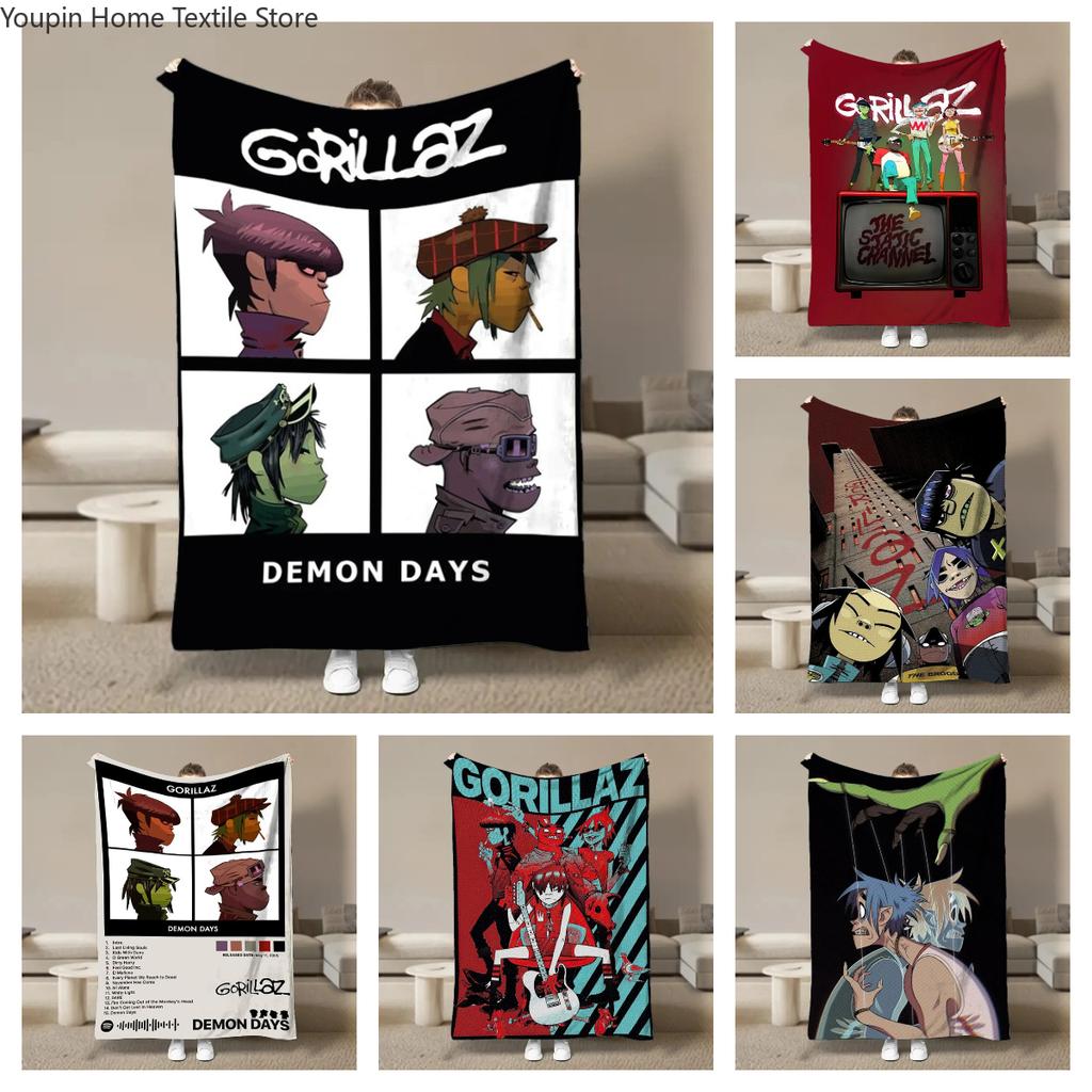 Wirtualny Zespół Rockowy Anime G-Gorillaz Miękkie Kocyki, Koc Grzewczy Komfortowy Koc na Piknik Łóżka Kanapę Domowy Sypialnia