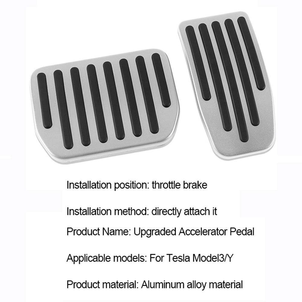 For Tesla Model 3 Y Brake Pedals Foot Rest Accelerator Car Pedal Rubber Pad Cover Aluminum Alloy Automobiles Interior Accessorie