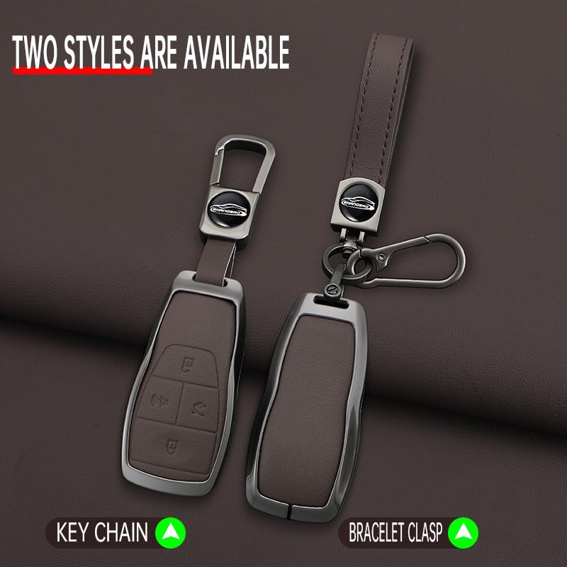 Crazy Horse Genuine Leather Auto Key Fob Case Cover Keyring Bag Fit For Baic X7 Bj40 Senova D50 D70 X55 X65 Eu5 Eu7 Remote Protector Key Ring Mount