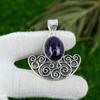 Sisters Day Sale Oval Chevron Amethyst Gemstone 925 Silver Bezel Pendant Jewelry