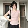 [Keren Cotton Modal] Spice Girl Style Button Short Sleeve T-Shirt Women's Summer Design Slim-fit Versatile Top