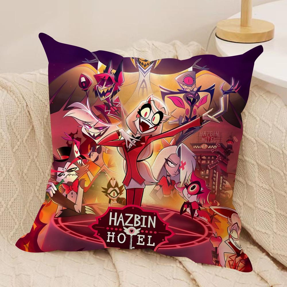 Cartoon Hhazbin Hhotel Cushion Cover Soft Plush Fabric DoubleSided Printed Cushion Covers for All Seasons Home Decor