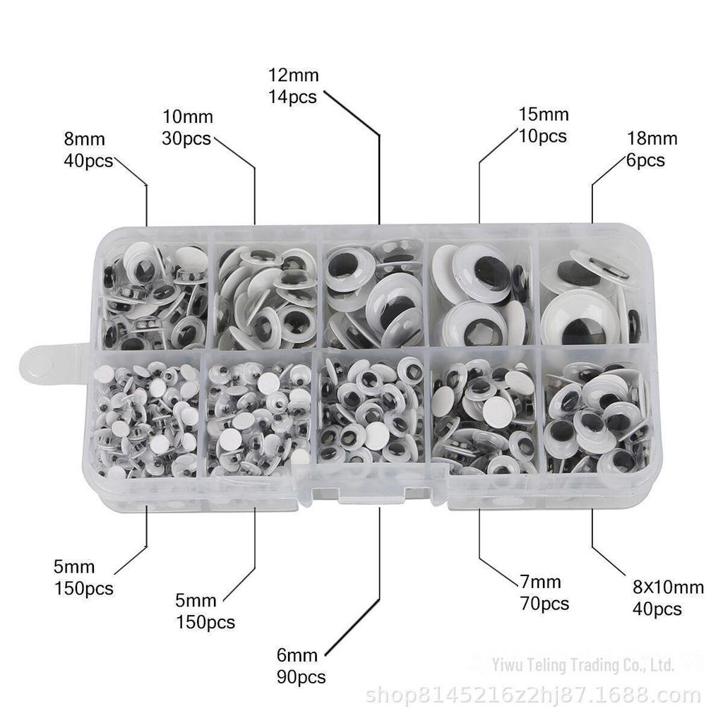 Pre-made DIY Toy Animal Accessories: Adhesive Black and White Moving Eyes for Kids