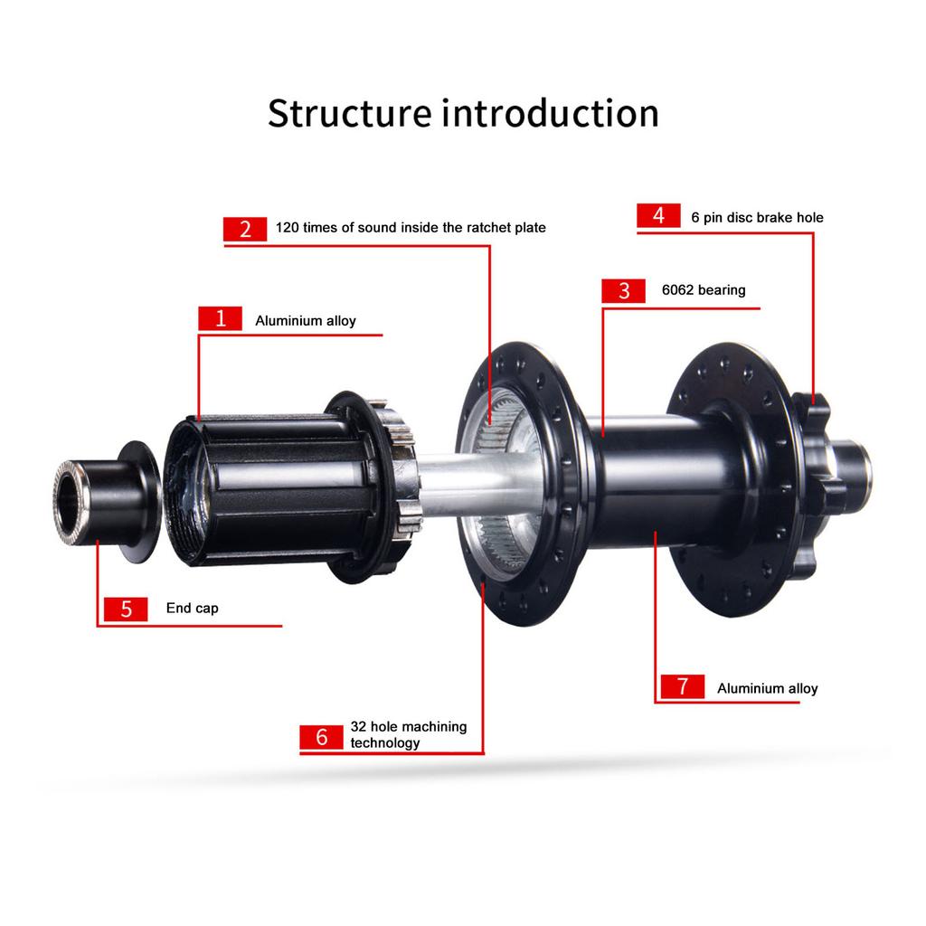 2pcs Bicycle Hubs Black Aluminium Alloy 32 Holes Front Rear Bike Disc Hubs 4 Bearing for Mountain Cycling