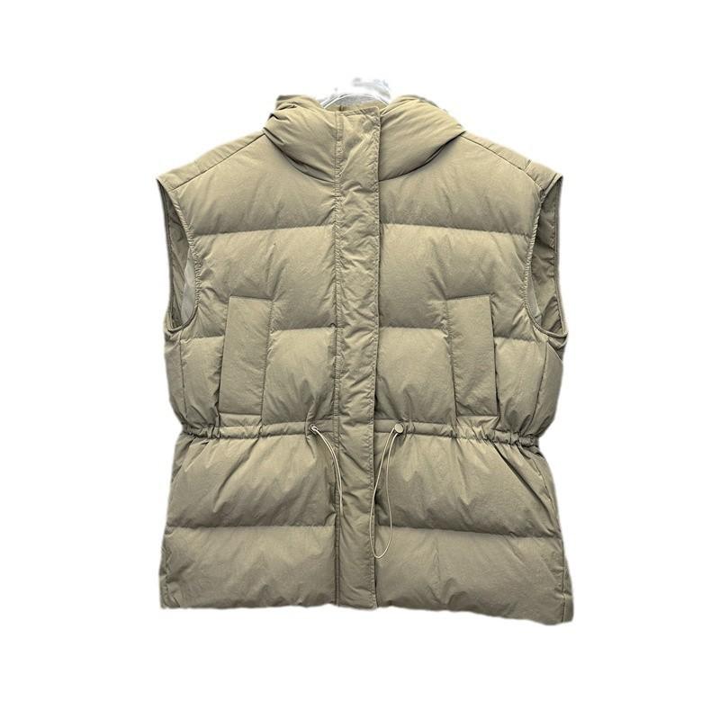 waist thickened down vest women's new winter loose hooded short thin vest large size vest tide