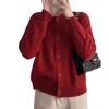 Autumn and winter new solid color versatile soft waxy love buckle knitted cardigan women's fashion sweater jacket