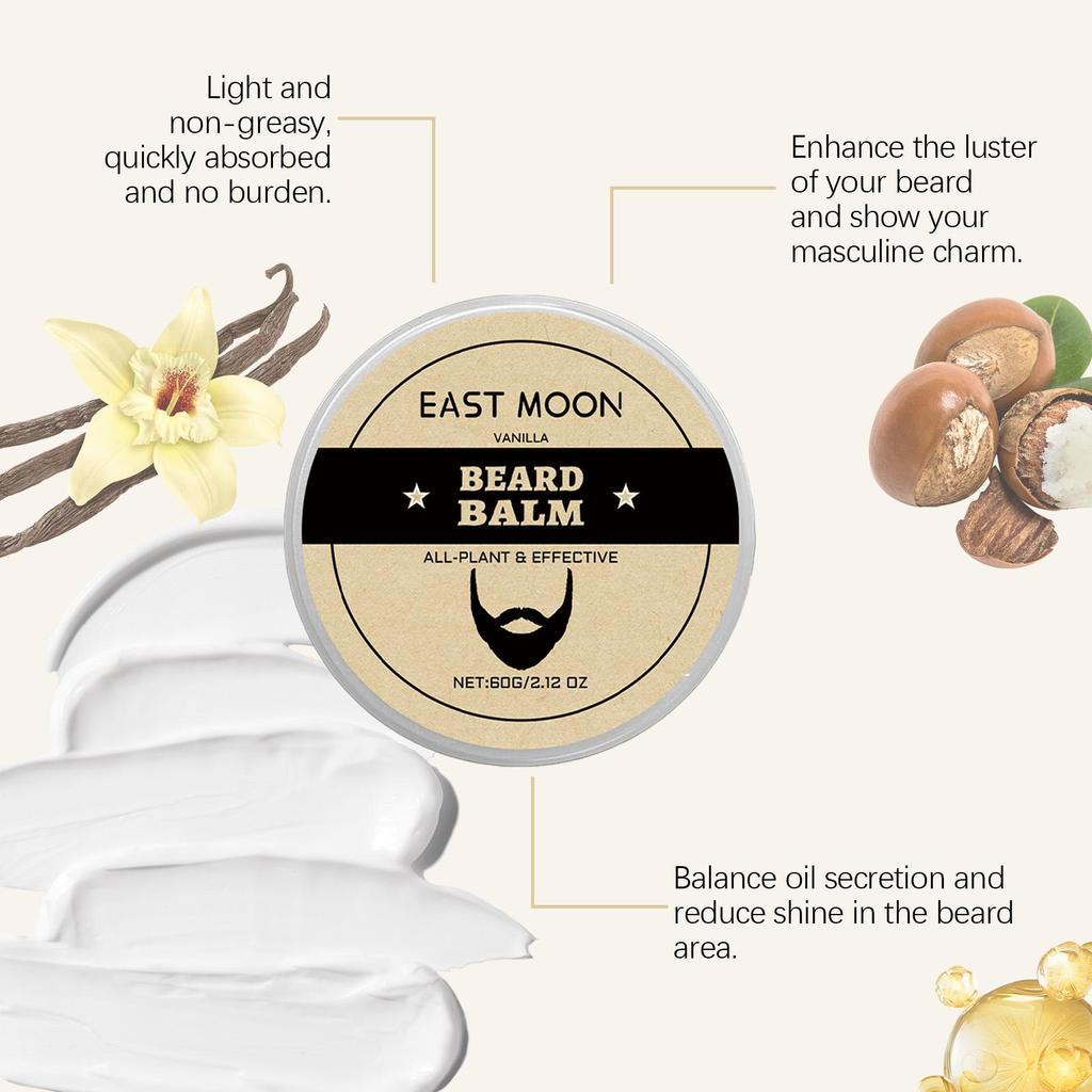 60g Beard Balm—A Powerful Beard Balm That Combs, Styles, and Nourishes Facial Hair, Suitable for All Beard Lengths.