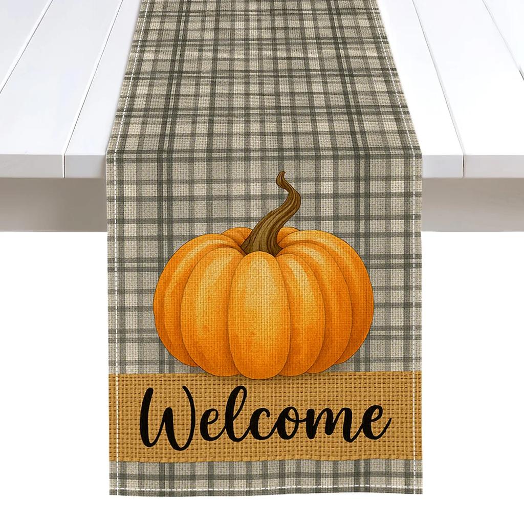 Herbst-Heilungs-Thema Kürbis-Illustration Tischläufer Hochzeitsdekoration Langlebige Küchen-Esstischläufer Partyzubehör