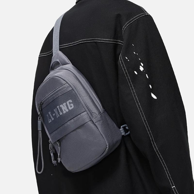 Li Ning Sports Lifestyle Series Sports Casual Polyester Shoulder Crossbody Chest Bag Unisex bags Shadow-Gray ABDT203-1