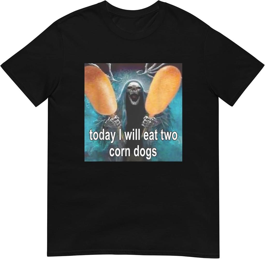 Grim Reaper Eat Corn Dogs Funny Meme T-shirt