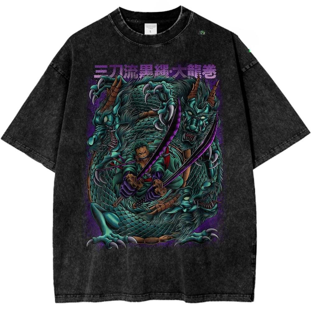ONE PIECE Roronoa Zoro Shirt Anime Retro T-Shirt Designer Illustration Pattern Street Harajuku Summer