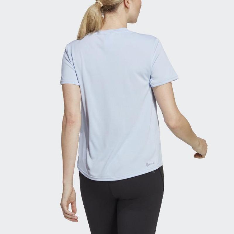 adidas Heat.Rdy Schweiß-Kaschierend Einfarbig Logo Rundhals Kurzarm T-Shirt Damen Oberteile Hellblau II3245