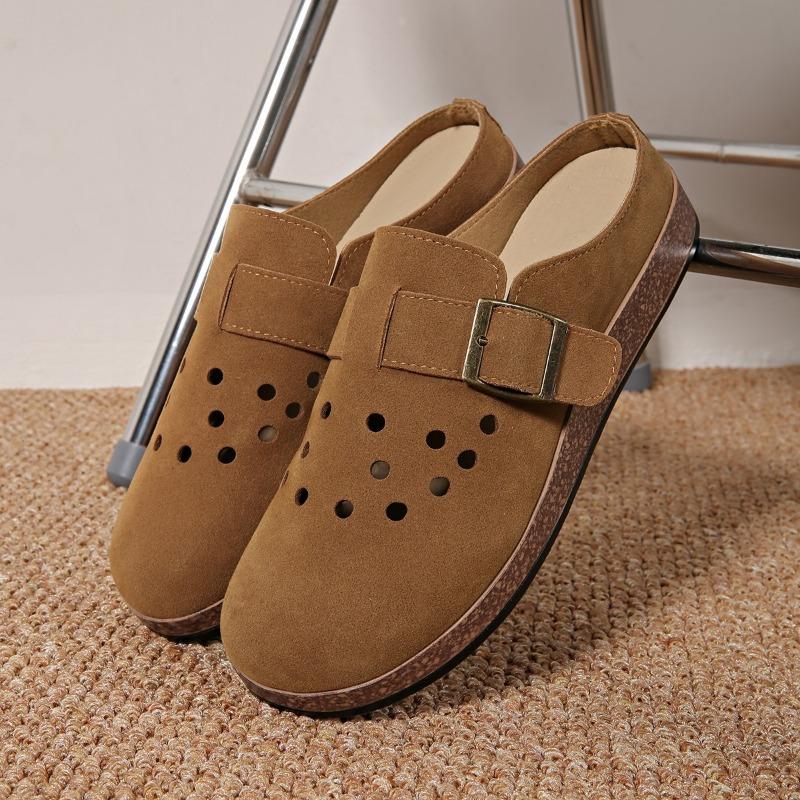 Spring and summer new thick-soled one-pedal hollowed-out bag head half slippers women's casual cool slippers