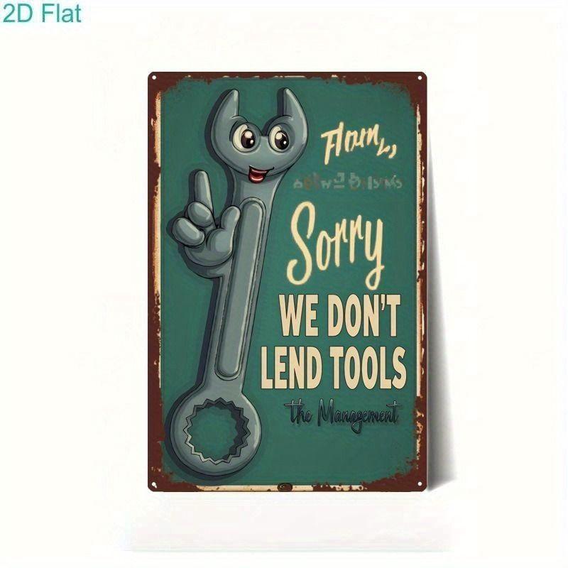 Vintage Garden Tools Metal Painting for Balcony Garage & Garden Decor