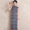 Modern Chinese-Inspired Sleeveless Long Cheongsam Dress With Grid Stand Collar Design Women 2026