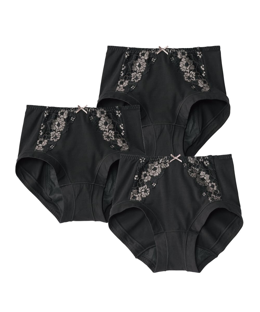 

Sanitary Shorts KURO Cotton Blend Stretch Lacy Sanitary Shorts 1 Daytime 2 Nighttime Set with Winged Sanitary L [Nissen] n, Deep-Length Pair, Pairs,