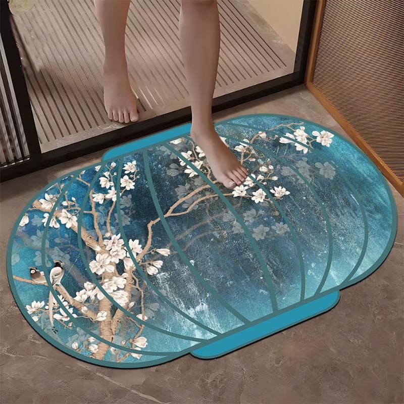 Badezimmertür Fußmatte Neuer chinesischer Stil Nationaler Stil Kieselgur Saugfähige Toilettenbodenmatte Eingangstür Laternenmatte