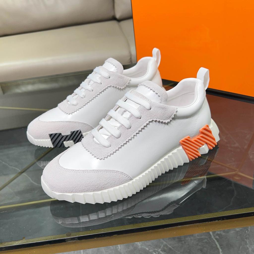 H Herrenschuhe Leder Dicksohlig Stoßdämpfend Laufschuhe Freizeit Kleine Weiße Schuhe Sportschuhe