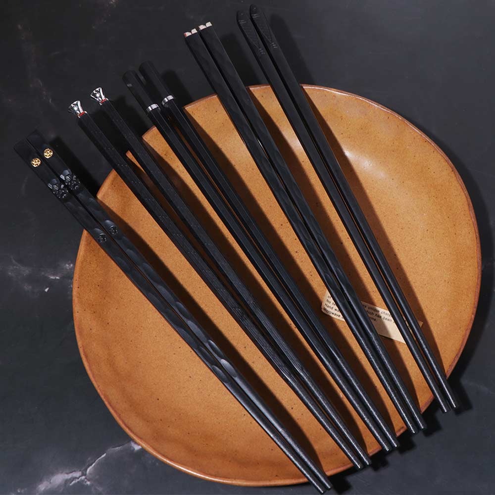 5 Pairs Zinc Zinc Alloy Sushi Chopsticks Reusable Kitchen Chopsticks Janpanese Chopsticks Set Noodle