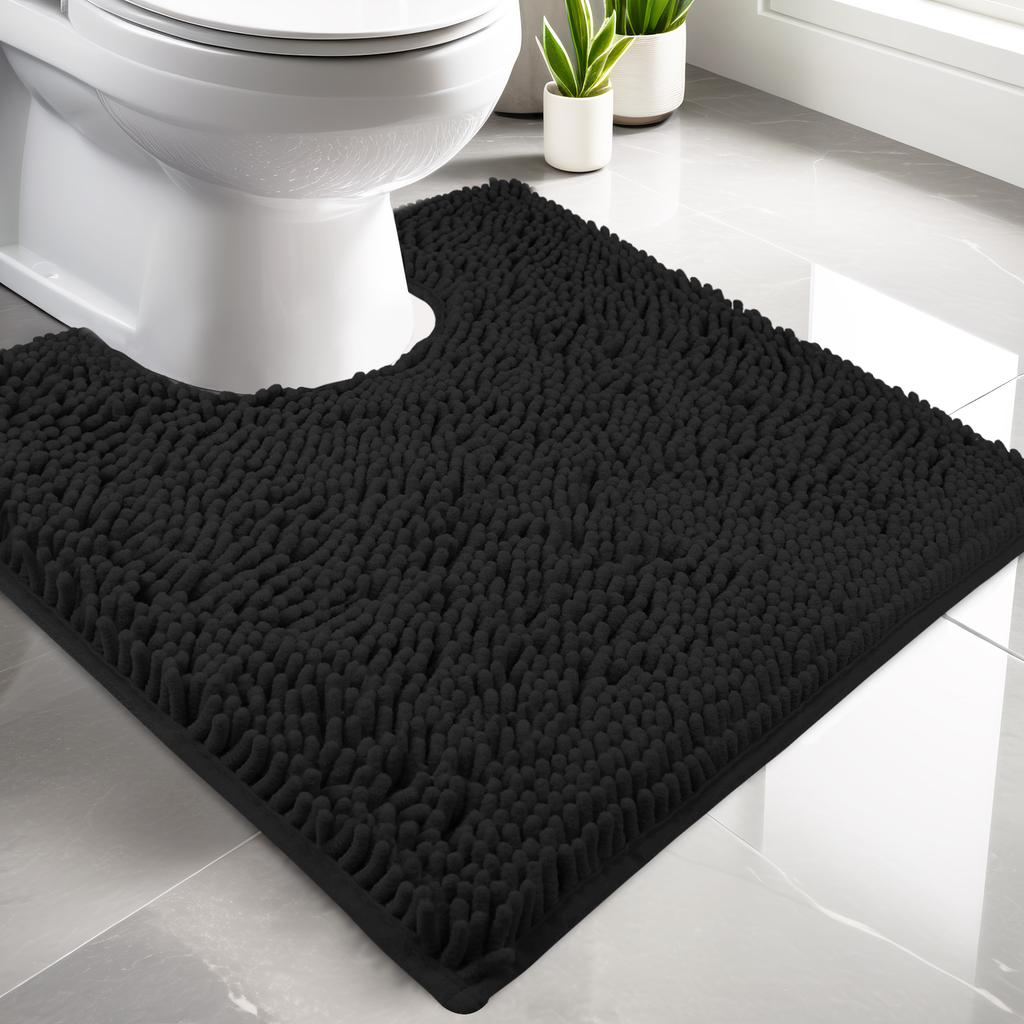 Luxus-Chenille-Toilettenteppiche U-Form 50x50cm Weich Saugfähig Rutschfest Konturiert Badezimmerteppiche Waschmaschinenfest Konturierte Badematten