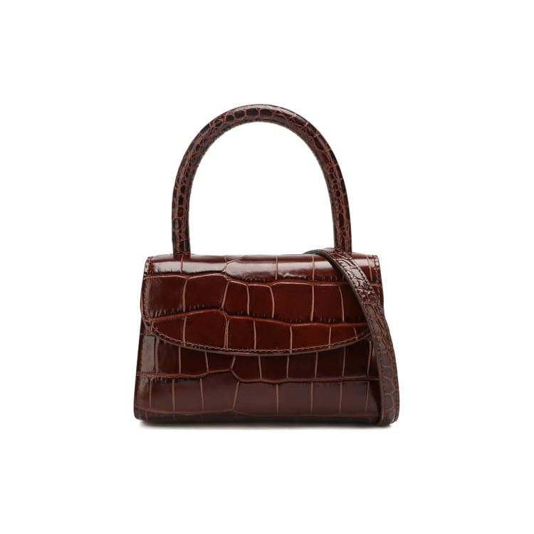 By Far Croco Cow Leather Crossbody Handbag Regular Women's Coffee 18FWMINANEDSMA