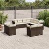 Vidaxl 11-Cz. Conjunto de Muebles de Jardín con Cojines, Marrón, Ratán PE