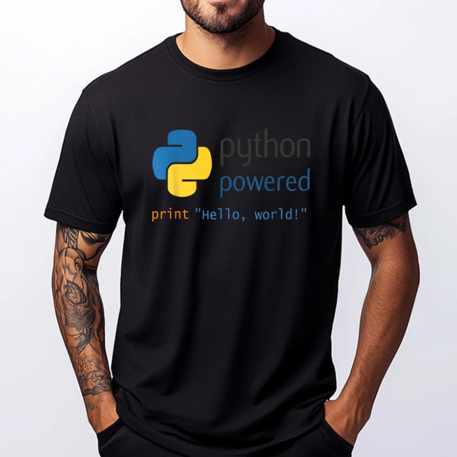 Python Programmer Computer Developers Printed T-Shirt Harajuku Tops & Tees Outdoor Streetwear Short Sleeve S чёрный