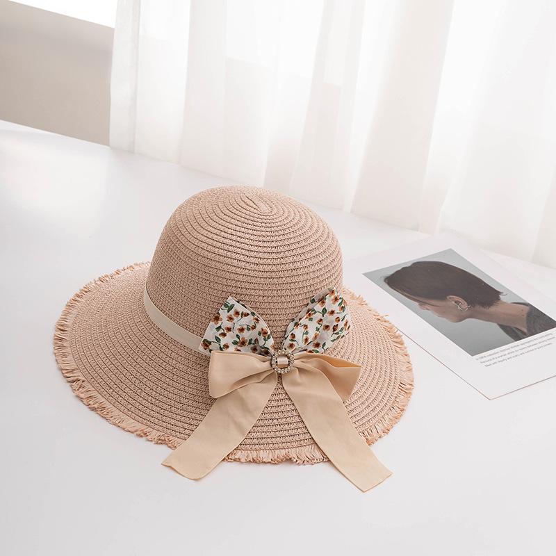 

Соломенная шляпа с широкими полями и бантом для женщин — летняя защита от солнца, дышащая и складная, с надувной упаковкой one size
