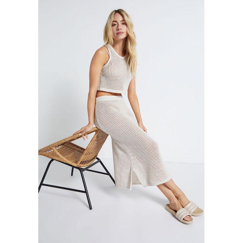 Beautiful Fashion Brand La-* Hearts Hollow Knitted Skirt Beach Skirt Seaside Vacation Midi dress Cotton Knitted