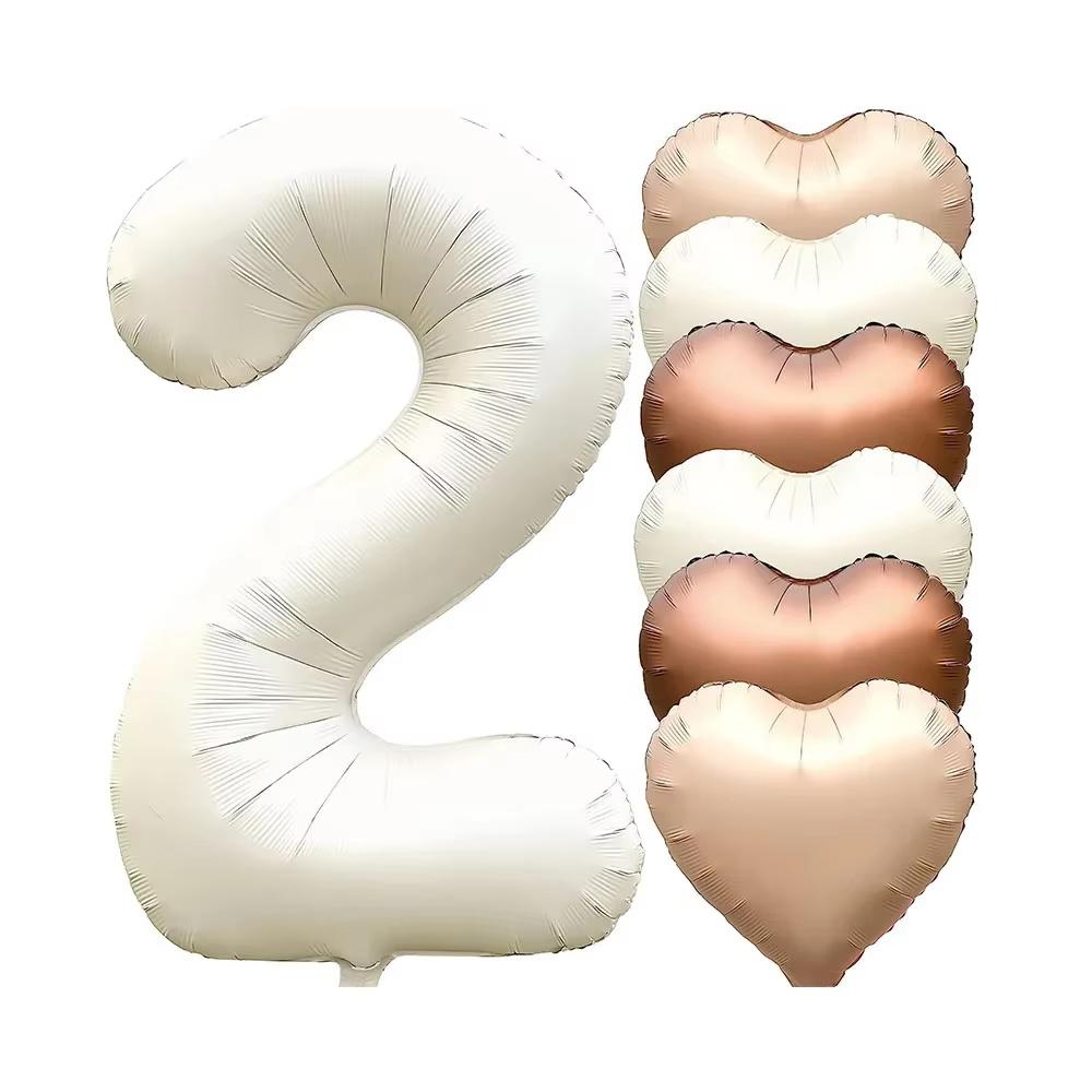 7pcs 32inch Number Balloons Set Helium Balloon with Big Heart Balloons for Girl and Boy 9th Year Old Birthday Party Decorations