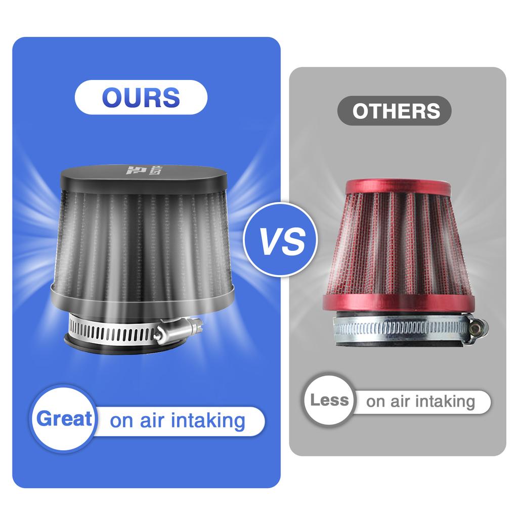 ZSDTRP 2pcs Motorcycle Air Filters 60mm 55mm 50mm Universal for Motorbike Cold Air Intake High Flow Washable Filter