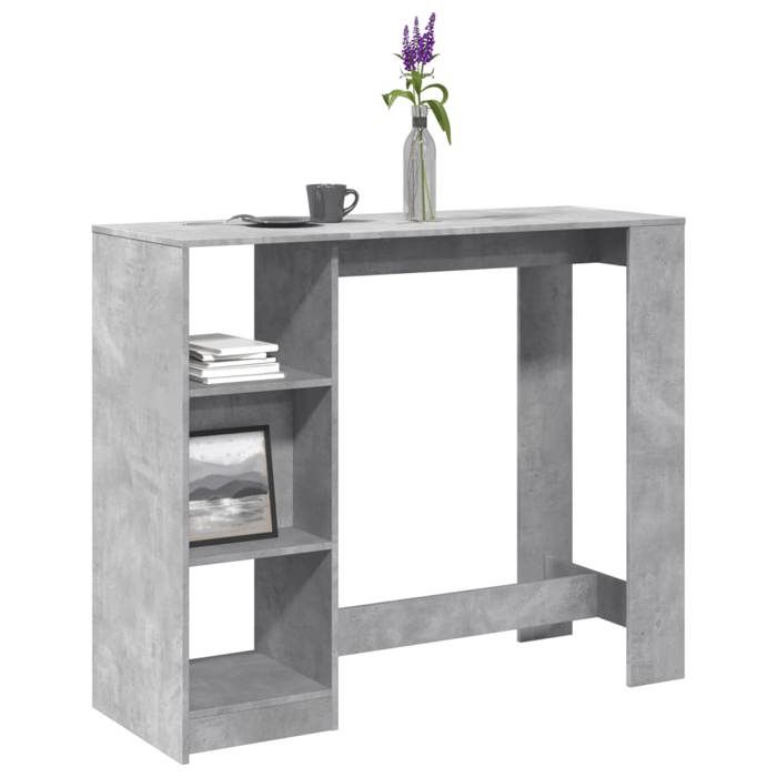 VidaXL Table de bar avec étagère gris béton bois d'ingénierie, table de pub, table haute, table de tabouret de bar, table de 854394