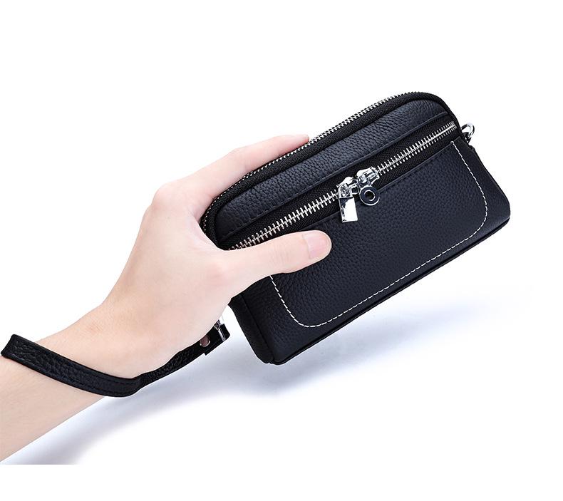 Exquisite Lock Design Women's Crossbody Bag - Premium Cowhide, Double Compartment Clutch