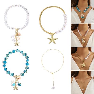 Colar de Conchas Irregulares Artesanal Amuleto de Concha Natural Acessório de Joalheria Elegante e Estiloso para Looks Femininos da Moda