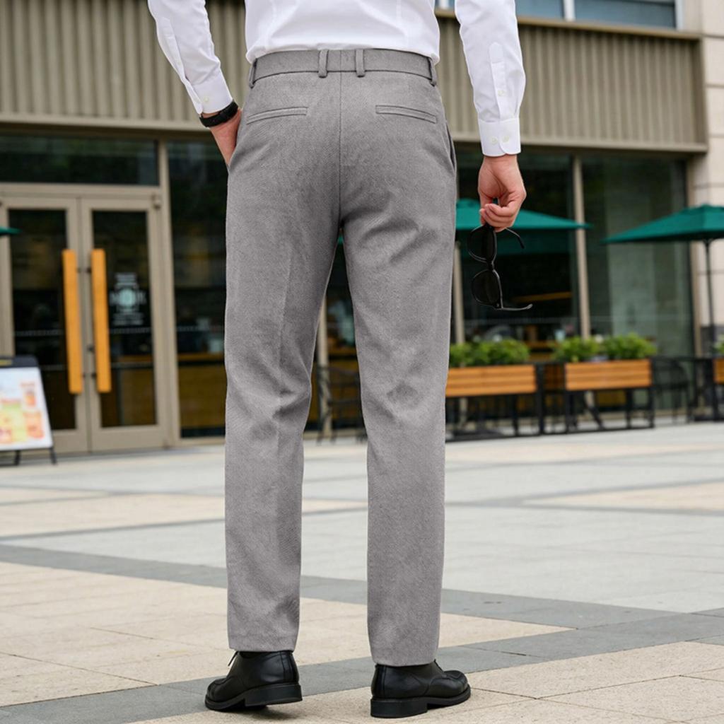 Men's English Gentleman Slim Fit Straight Leg Dress Pants | Casual Business Trousers For Commute
