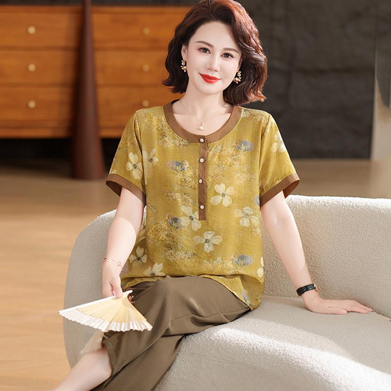 Madam Tang Mid-Aged Women's Summer Outfit Set