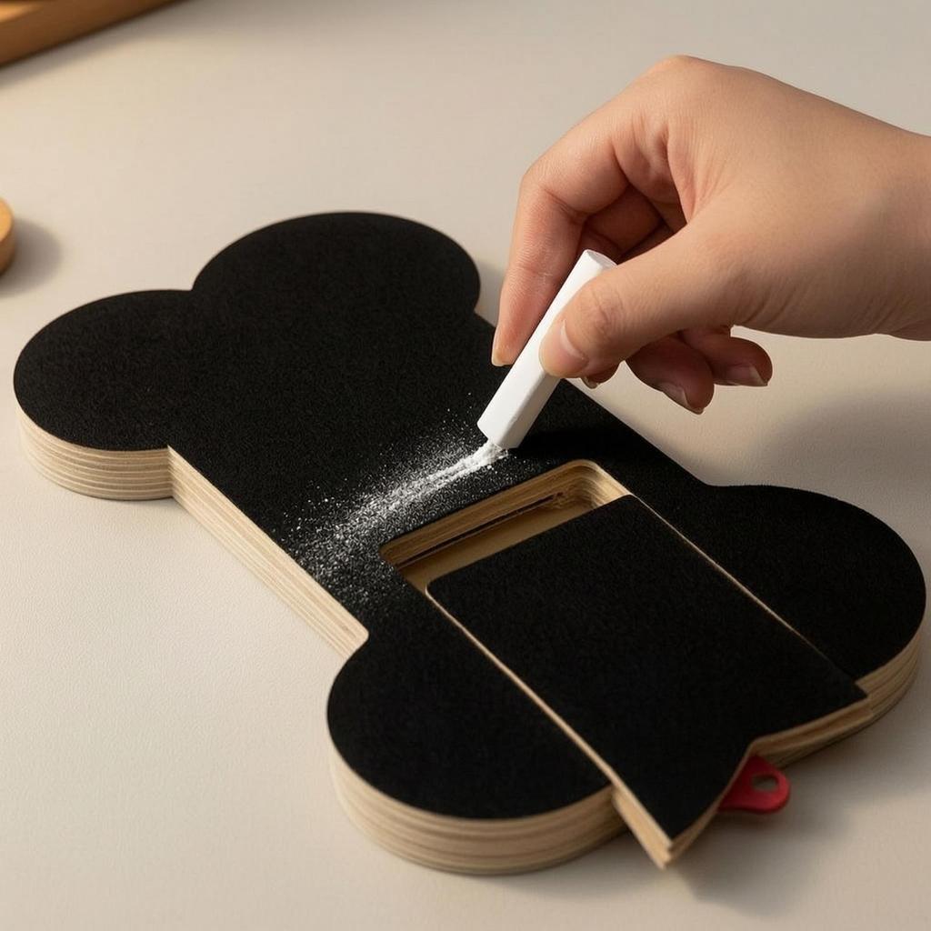 Dog Scratching Board with Compartment Bone-Shaped Nail File Wooden