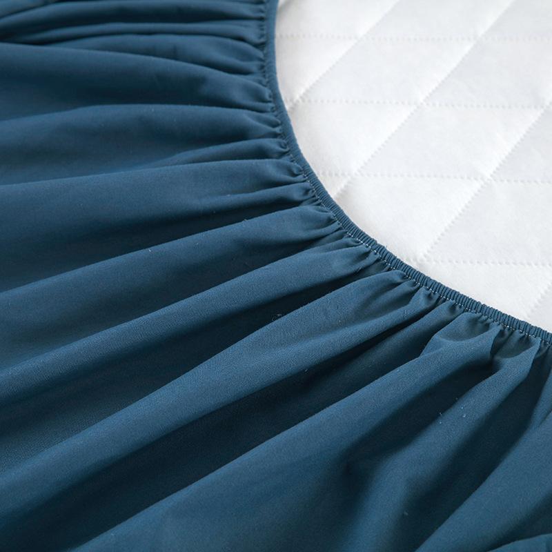 Quilted Waterproof Bed Sheet Solid Color Non-slip Blue Mattress Protector