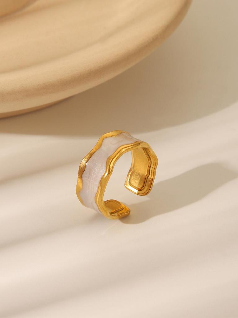 High-End Adjustable Retro Stainless Steel Drip Oil Ring with Irregular Edge