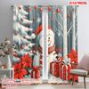 2pcs,2D Plane Printing Popular Curtains Cute Snowman Christmas Poinsettia Gift (2) Versatile Durable Polyester (without Rod)