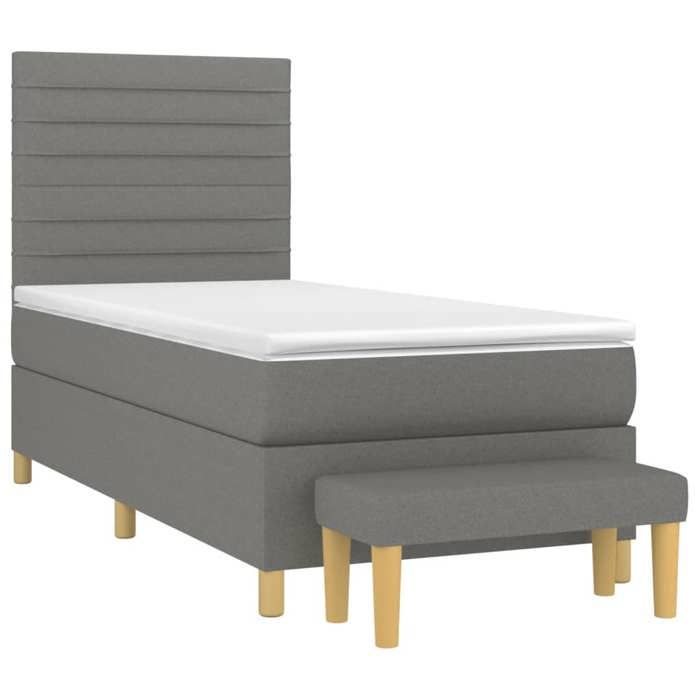 Maison Exclusive - Sommier à lattes de lit avec matelas Gris foncé 90x200 cm Tissu