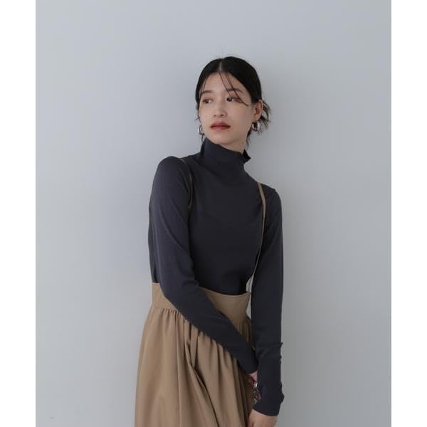 N Natural Beauty Charcoal Turtleneck Sweater with Bustier Trim Basic Women's