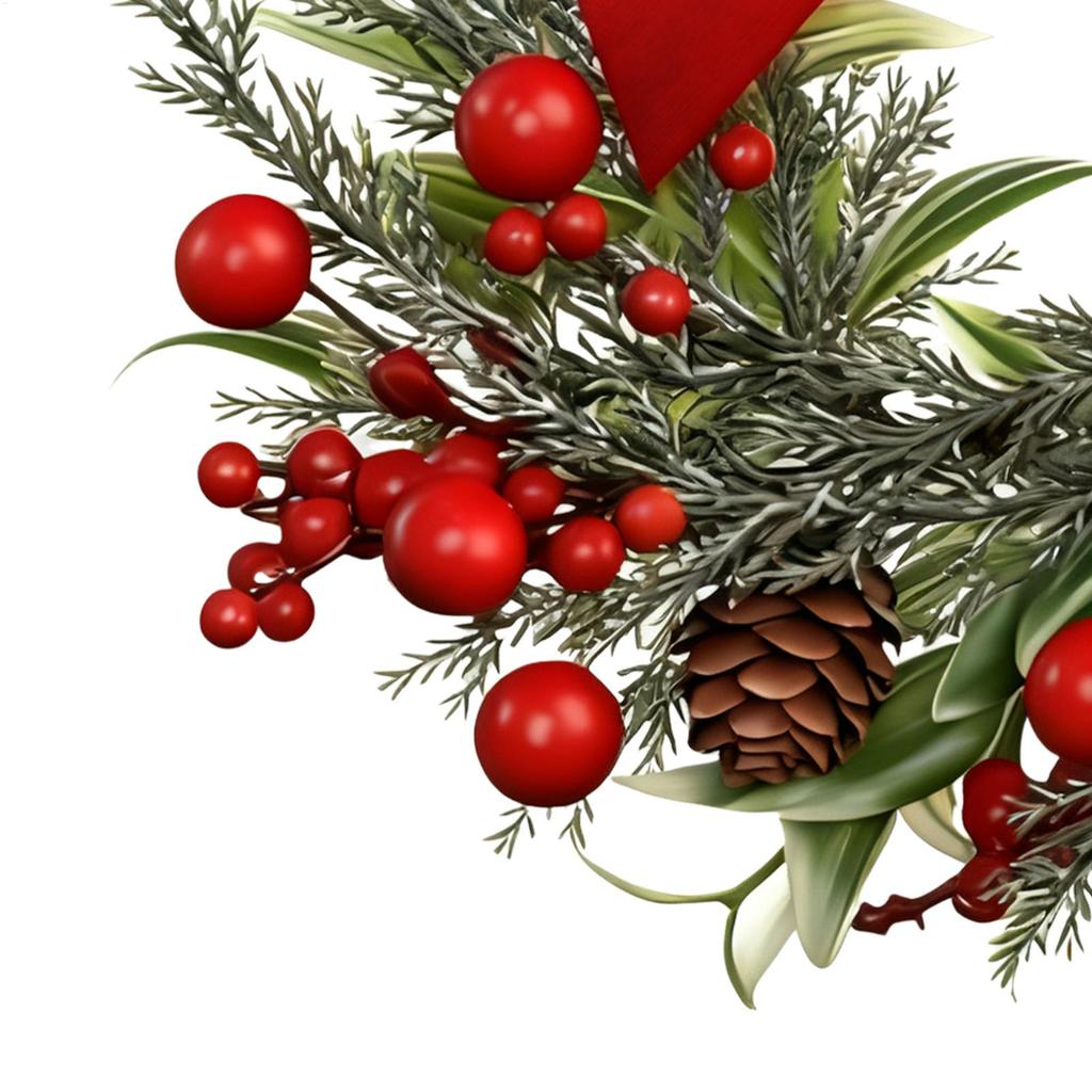 Wreath Decorations Bow Tie Festive Small Christmas Front Door Garland for Wall Mantle Kitchen Home Outdoor Indoor Holiday Winter