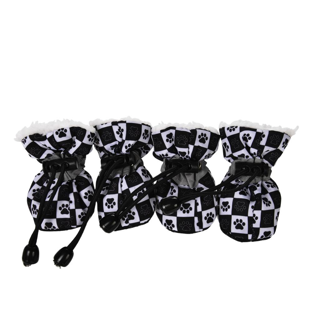 4pcs/set Pet Dog Shoes Winter Warm Strip Puppy Shoes for Small Medium Dogs Anti-slip Puppy  Footwear Cat Dog Walking Sneakers
