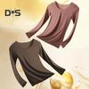 2 Pcs/Set Women Thermal Clothing Set Great Elasticity Long Sleeve Crew Neck Slim Fit Soft Warm High Waist Solid Color Top Pants Set Lady Winter