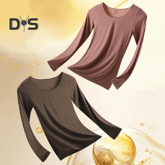 2 Pcs/Set Women Thermal Clothing Set Great Elasticity Long Sleeve Crew Neck Slim Fit Soft Warm High Waist Solid Color Top Pants Set Lady Winter