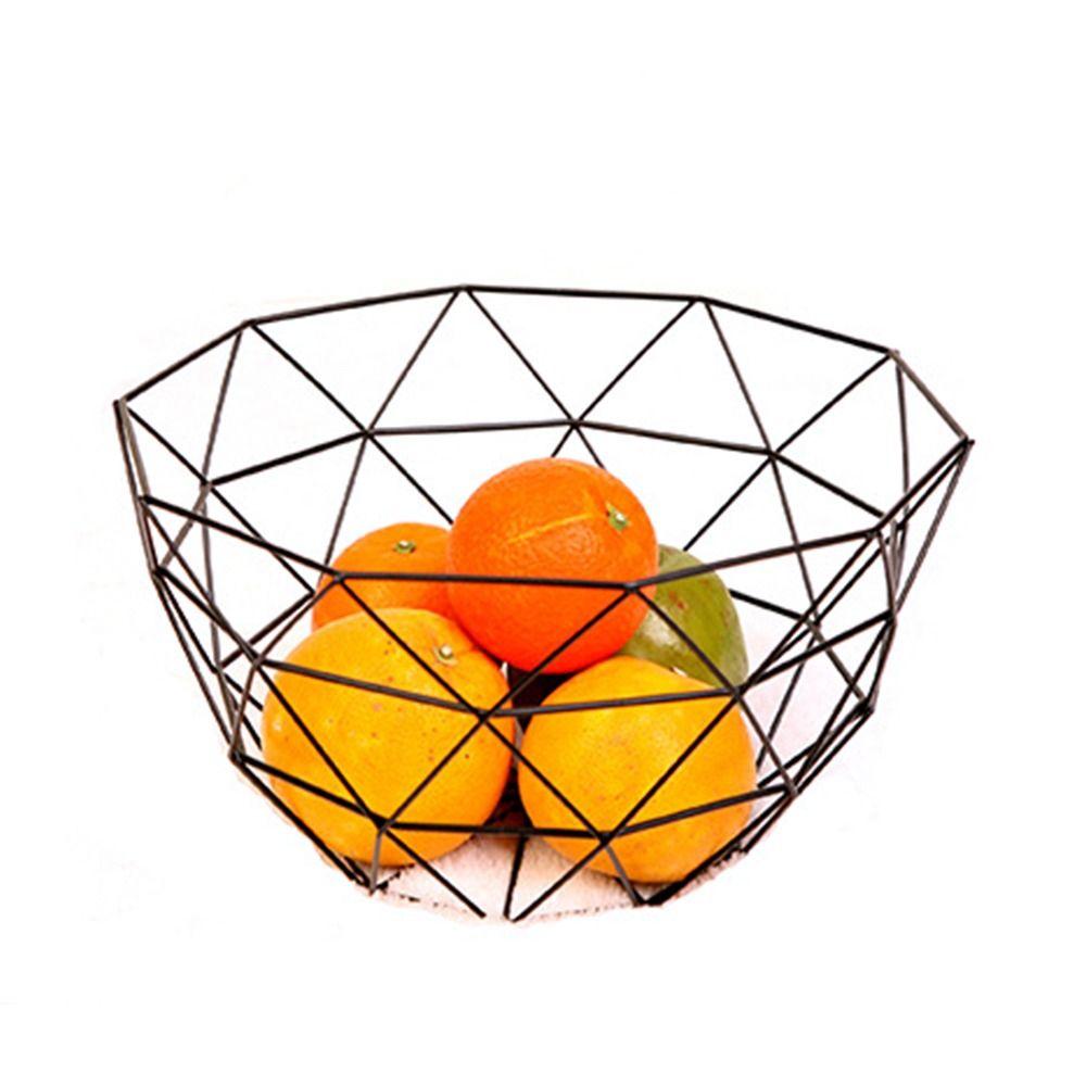 Nordic Black Gold Iron Fruit Basket Multi-sizes Home Storage Sundries Oragnization Plate Metal Kitchen Tool Living Room