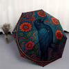 Bunter Floraler Rabe Kunst Druck: Lebendiger Naturdesign-Schirm, Tragbarer 3-fach Kompakt-Schirm für Damen & Herren R140